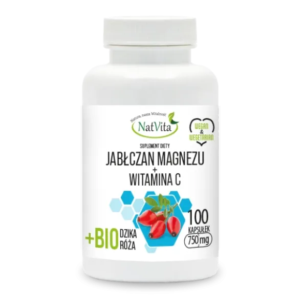 Jabłczan Magnezu + Witamina C – kapsułki 750mg