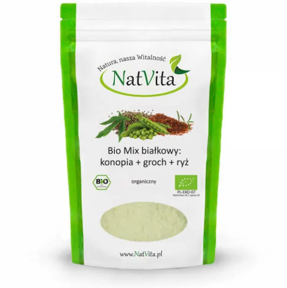Mix białek vege Bio: konopia + groch + ryż