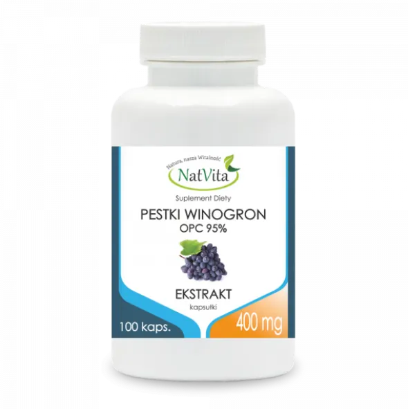 OPC Pestki winogron ekstrakt 95% polifenoli kapsułki 400mg